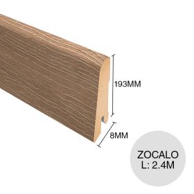 Zocalo piso flotante MDF L360 prepintado roble amiens claro 8mm x 193mm x 2.4m