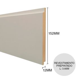 Revestimiento MDF OT0105 prepintado blanco laqueado 12mm x 152mm x 3.66m