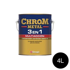 Esmalte sintetico Chrom Metal 3 en 1 exterior interior negro brillante lata x 4l