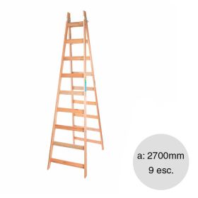 Escalera pintor madera reforzada 9 escalones altura 2700mm