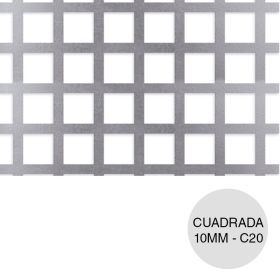 Chapa perforacion Cuadrada 10mm C20 P26 hoja 1m x 2m
