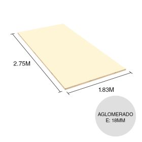 Tablero melamina aglomerado Lisos almendra 18mm x 1.83m x 2.75m