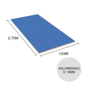 Tablero melamina aglomerado Lisos azul lago 18mm x 1.83m x 2.75m