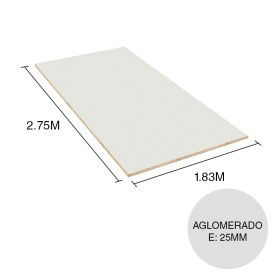 Tablero melamina aglomerado Lisos ceniza 25mm x 1.83m x 2.75m