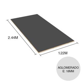 Tablero melamina aglomerado Lisos grafito 18mm x 1.22m x 2.44m