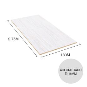 Tablero melamina aglomerado Hilados lino blanco 18mm x 1.83m x 2.75m