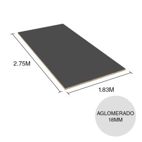 Tablero melamina Aglomerado Lisos grafito 18mm x 1.83m x 2.75m