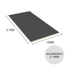 Tablero melamina RH aglomerado Lisos grafito 18mm x 1.83m x 2.75m