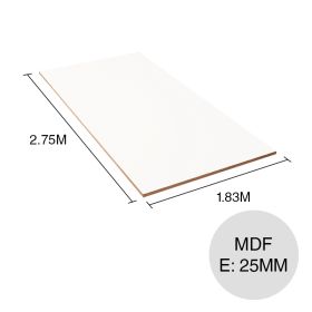 Tablero melamina MDF blanco 25mm x 1.83m x 2.75m