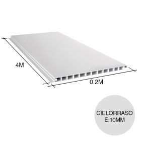Placa cielorraso PVC interior blanco 10mm x 200mm x 4m