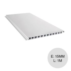 Placa cielorraso PVC interior blanco 15mm x 200mm x 1m