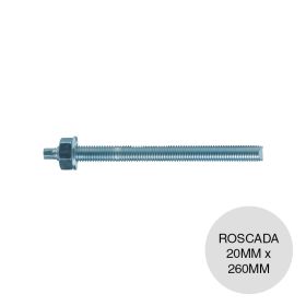 Varilla roscada anclaje galvanizado c/tuerca y arandela FTR 20mm x 260mm