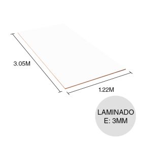 Tablero laminado Formiboard pizarron blanco brillante 3mm x 1.22m x 3.05m