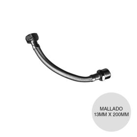 Caño conector flexible mallado acero inoxidable agua rosca macho hembra 13mm x 200mm