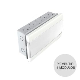 Caja embutir p/16 modulos DIN Sistelectric c/puerta blanca
