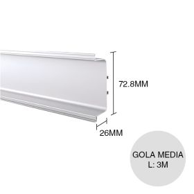 Perfil Gola Media c/felpas aluminio 26mm x 72.8mm x 3m