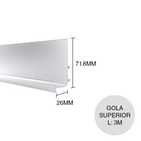 Perfil Gola Superior c/felpas aluminio 26mm x 71.8mm x 3m