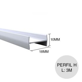 Perfil H aluminio anodizado 10mm x 18mm x 3m