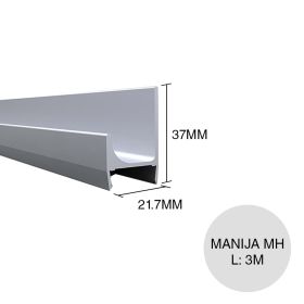 Perfil Manija MH aluminio anodizado 21.7mm x 37mm x 3m