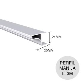 Perfil manija oculta c/felpas aluminio anodizado 21mm x 29mm x 3m