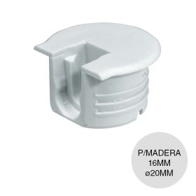 Caja herraje union Rafix Tab 20 p/madera 16mm plastico blanco c/reborde ø 20mm