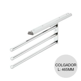 Colgador extraible 3 brazos aluminio cromo pulido 465mm