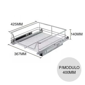 Canasto interno extraible p/modulo 400mm acero cromado 140mm x 367mm x 425mm