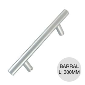 Barral puerta madera-cristal Paul fijacion LT acero inoxidable pulido mate ø 25mm x 300mm