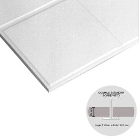 Placa cielorraso desmontable Dados Estandar borde visto blanca salpicada/ondulada 25mm x 610mm x 610mm 32u x caja 11.90m²