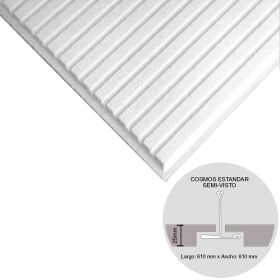 Placa cielorraso desmontable Estriado Estandar borde semi-visto blanca salpicada/ondulada 25mm x 610mm x 610mm 32u x caja 11.90m²