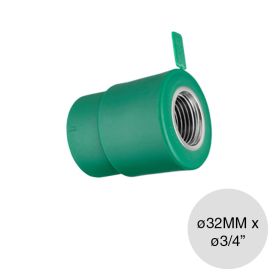 Cupla inserto hembra alma acero agua fria caliente polipropileno random PN25 termofusion ø32mm x ø3/4"