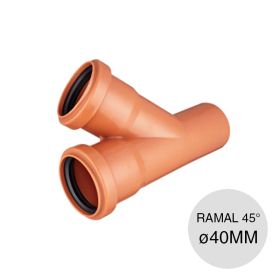 Ramal simple 45° desagüe polipropileno macho-hembra union O-ring ø40mm x ø40mm