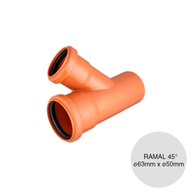 Ramal simple 45° desagüe polipropileno macho-hembra reduccion ø63mm x ø50mm