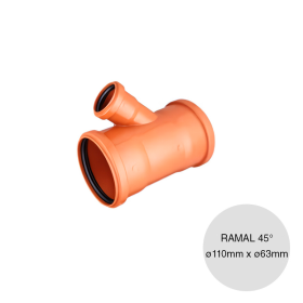 Ramal simple 45° desagüe polipropileno hembra-hembra reduccion ø110mm x ø63mm