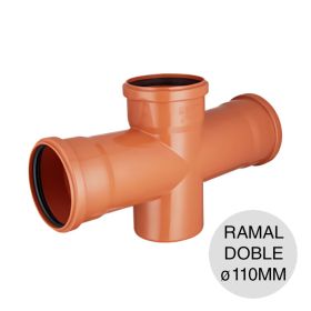 Ramal doble 87°30' desagüe polipropileno hembra-hembra union O-ring ø110mm x ø110mm x ø110mm