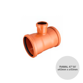 Ramal simple 87°30' Desagüe polipropileno hembra-hembra reduccion ø63mm x ø50mm