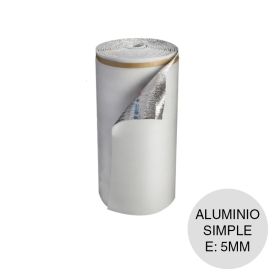 Aislante termico hidrofugo espuma polietileno TBA film aluminio simple 5mm x 1m x 20m rollo x 20m²