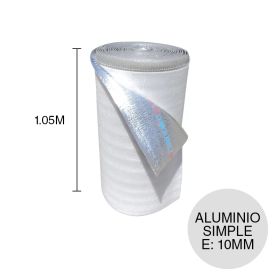 Aislante termico hidrofugo Alu Fusion Net c/red espuma polietileno film aluminio puro una cara 10mm x 1.05m x 20m rollo x 21m²