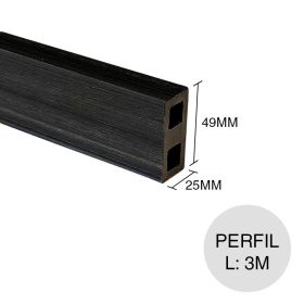 Perfil WPC bicapa co-extruido black 25mm x 49mm x 3m