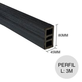Perfil WPC bicapa co-extruido black 45mm x 80mm x 3m