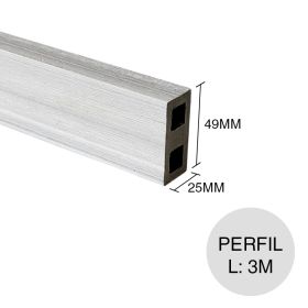 Perfil WPC bicapa co-extruido soft grey 25mm x 49mm x 3m