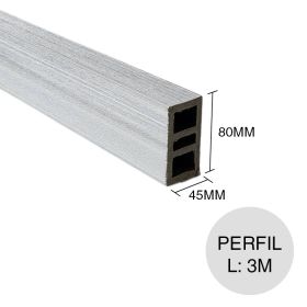 Perfil WPC bicapa co-extruido soft grey 45mm x 80mm x 3m