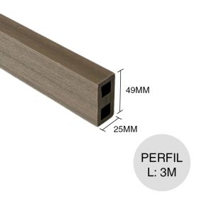 Perfil WPC bicapa co-extruido walnut 25mm x 49mm x 3m