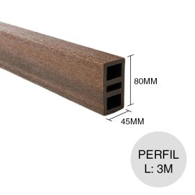 Perfil WPC bicapa co-extruido walnut 45mm x 80mm x 3m