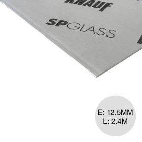 Placa fibroyeso construccion seco SP Glass borde recto exterior 12.5mm x 1200mm x 2400mm