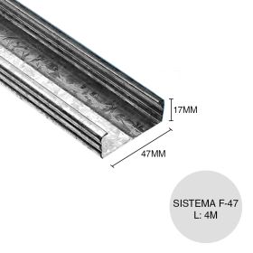 Perfil maestra cielorraso/revestimiento semi-directo galvanizado sistema F-47 0.52mm x 17mm x 47mm x 4000mm