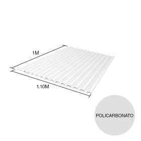 Chapa acanalada policarbonato opalina 1m x 1.1m x 0.8mm