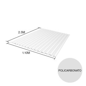 Chapa acanalada policarbonato opalina 2.5m x 1.1m x 0.8mm