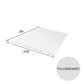Chapa acanalada policarbonato opalina 2m x 1.1m x 0.8mm