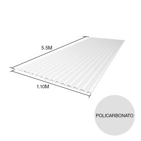 Chapa acanalada policarbonato opalina 5.5m x 1.1m x 0.8mm